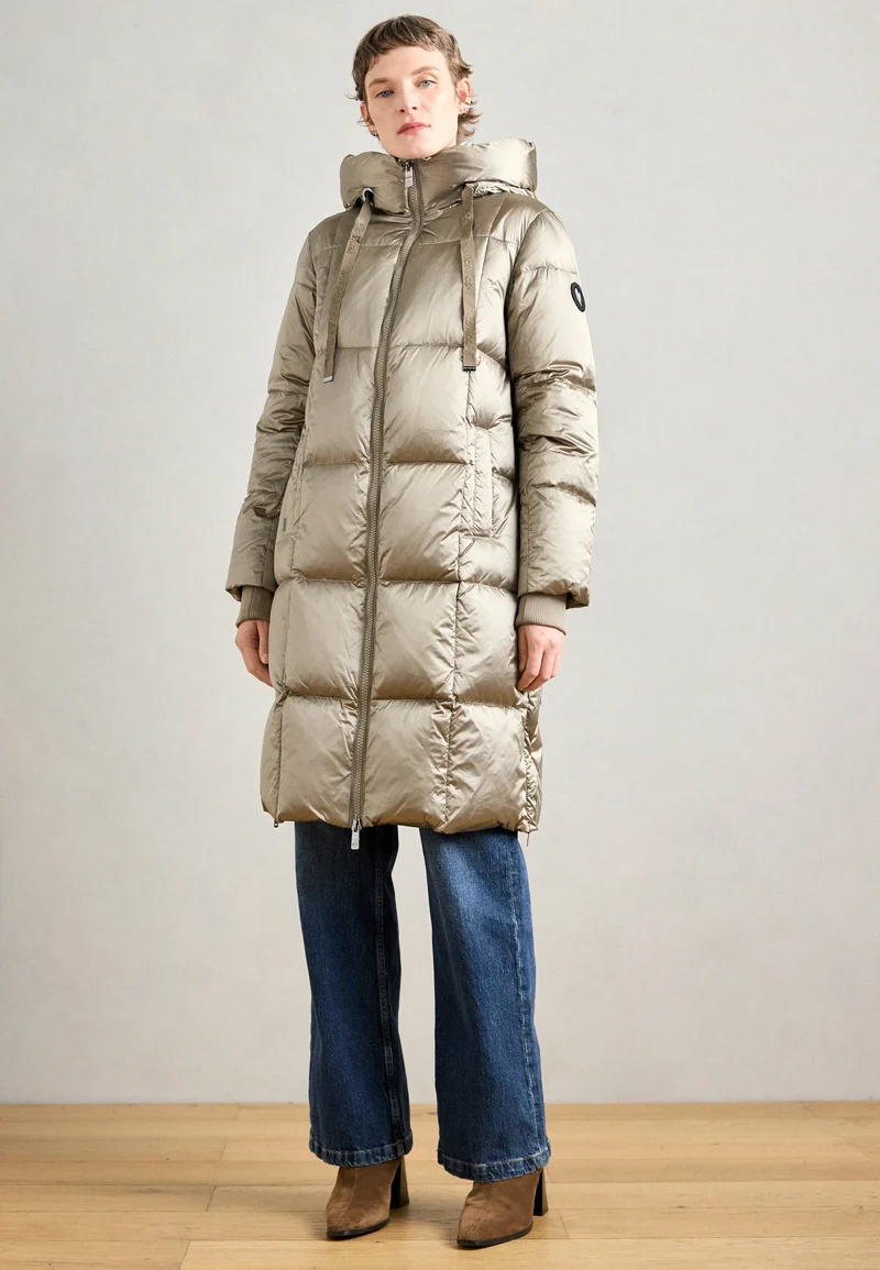 Manteau long en duvet fini métallique Nova