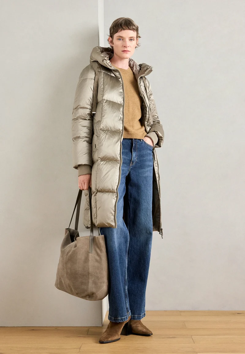 Manteau long en duvet fini métallique Nova