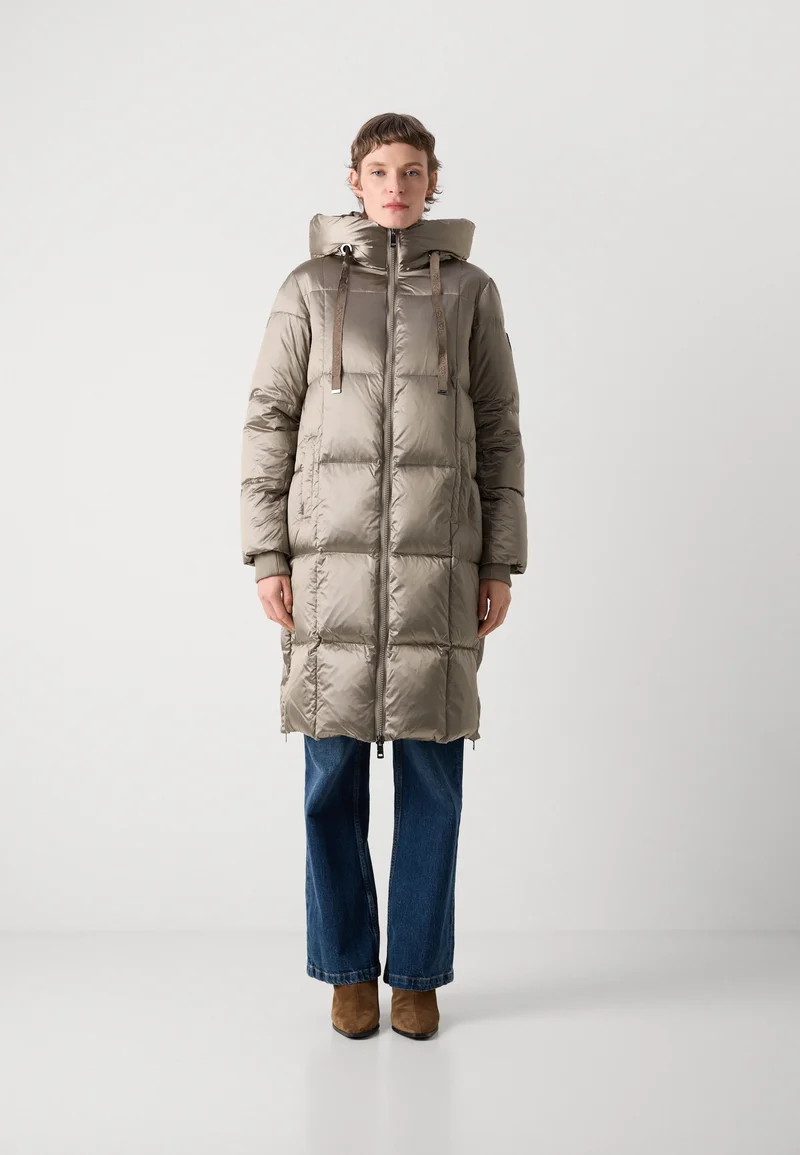 Manteau long en duvet fini métallique Nova