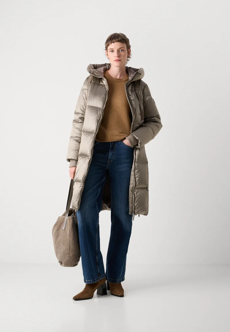 Manteau long en duvet fini métallique Nova