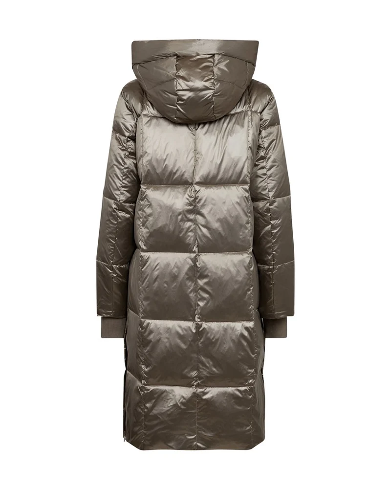 Manteau long en duvet fini métallique Nova