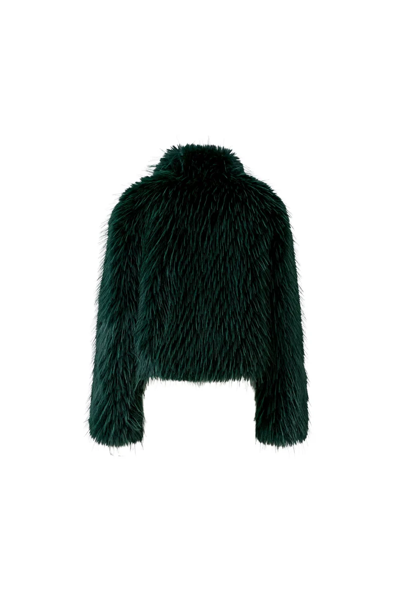 Manteau court à effet fourrure