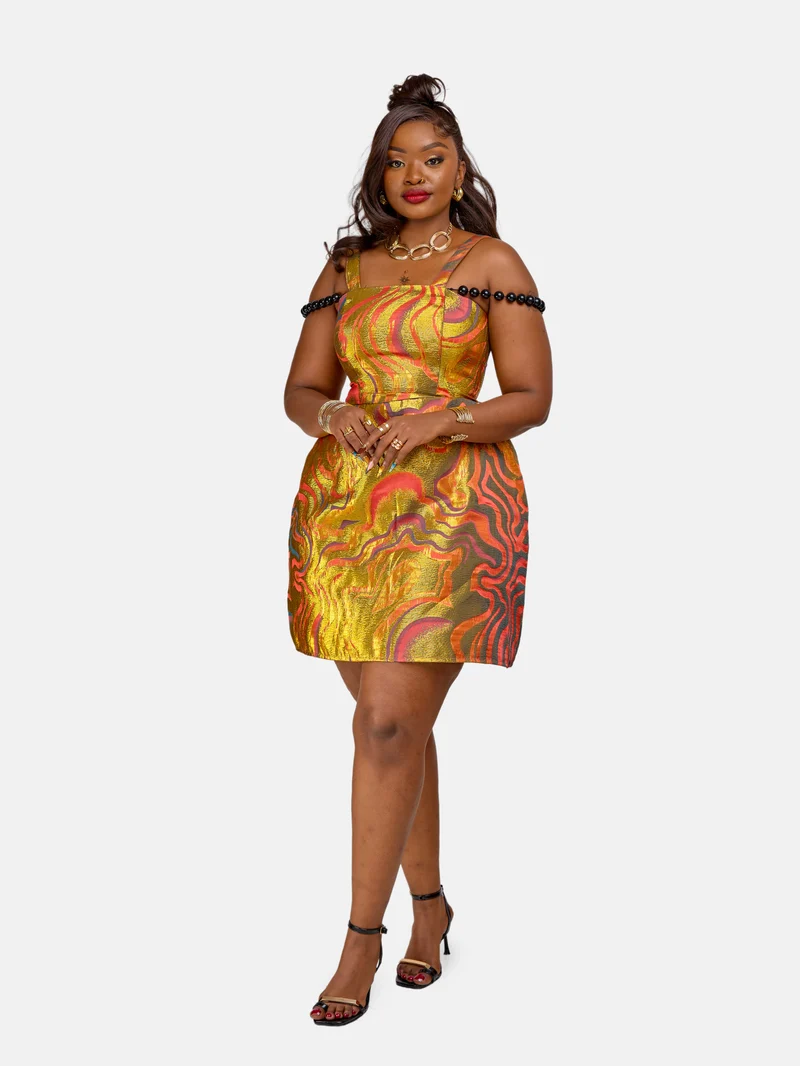 Kaleido Mini Bead Dress - Orange