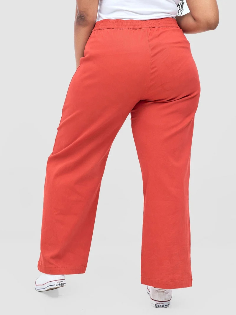 Safari by Vivo Tiwa Wide Leg Pants in Linen - Coral