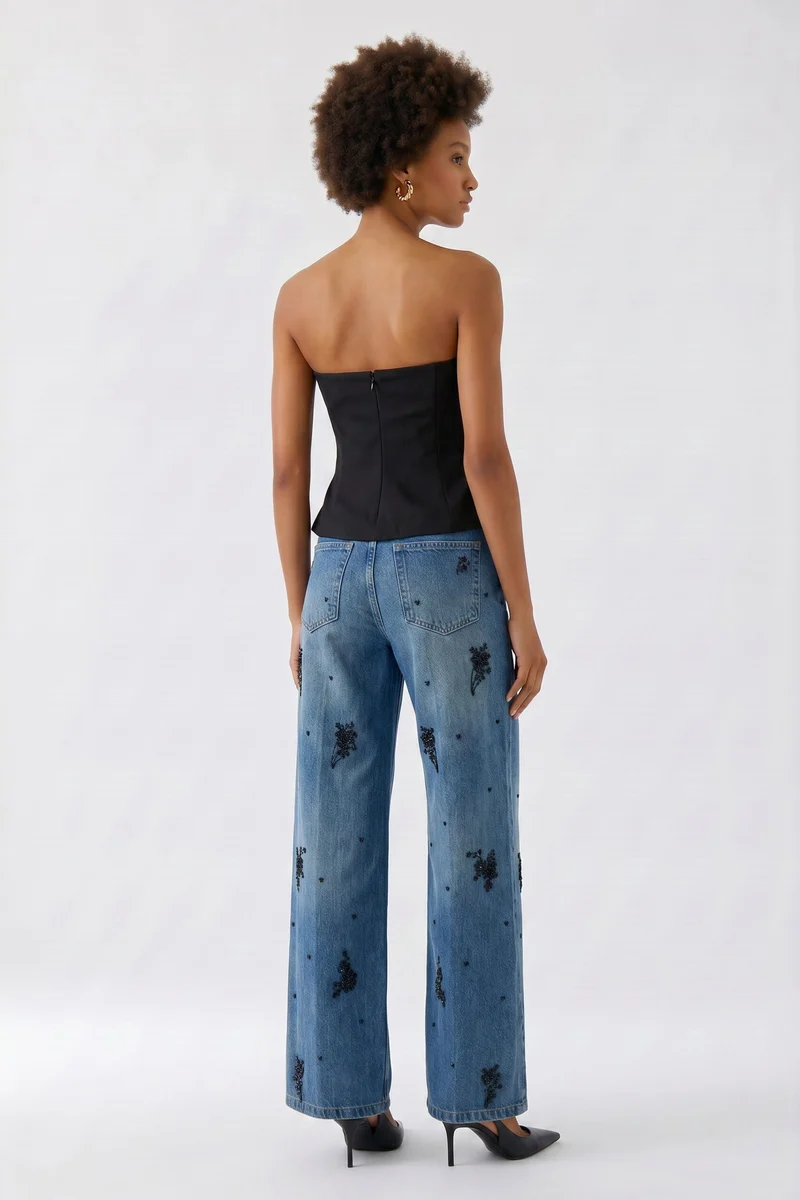 Haut bustier drapé à encolure cœur