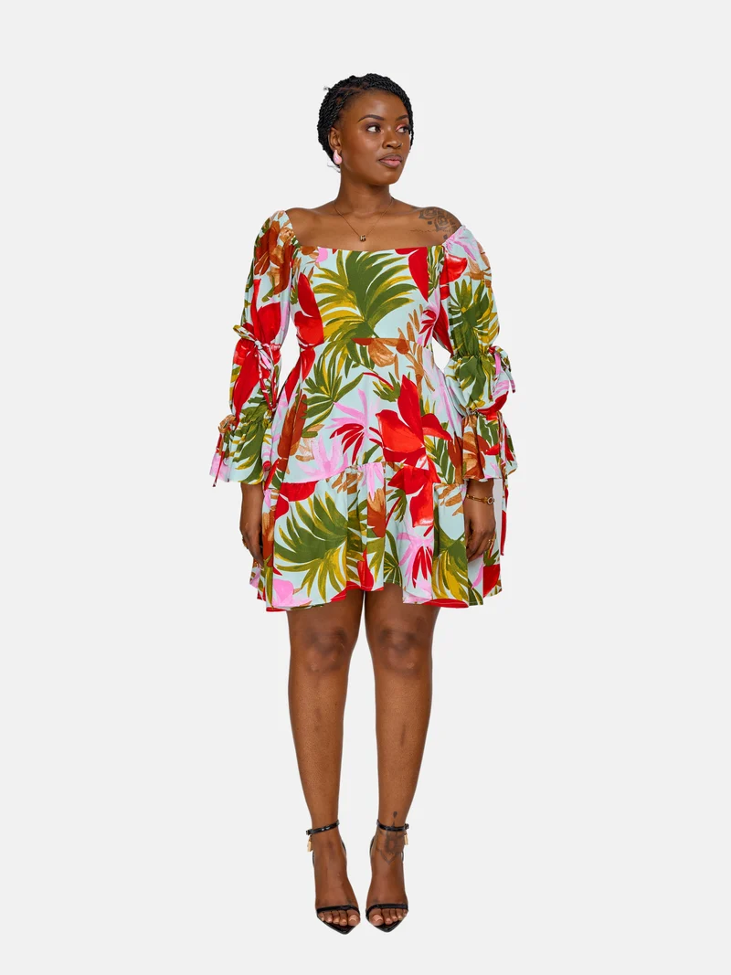 Linda Skater Dress - Green / Red