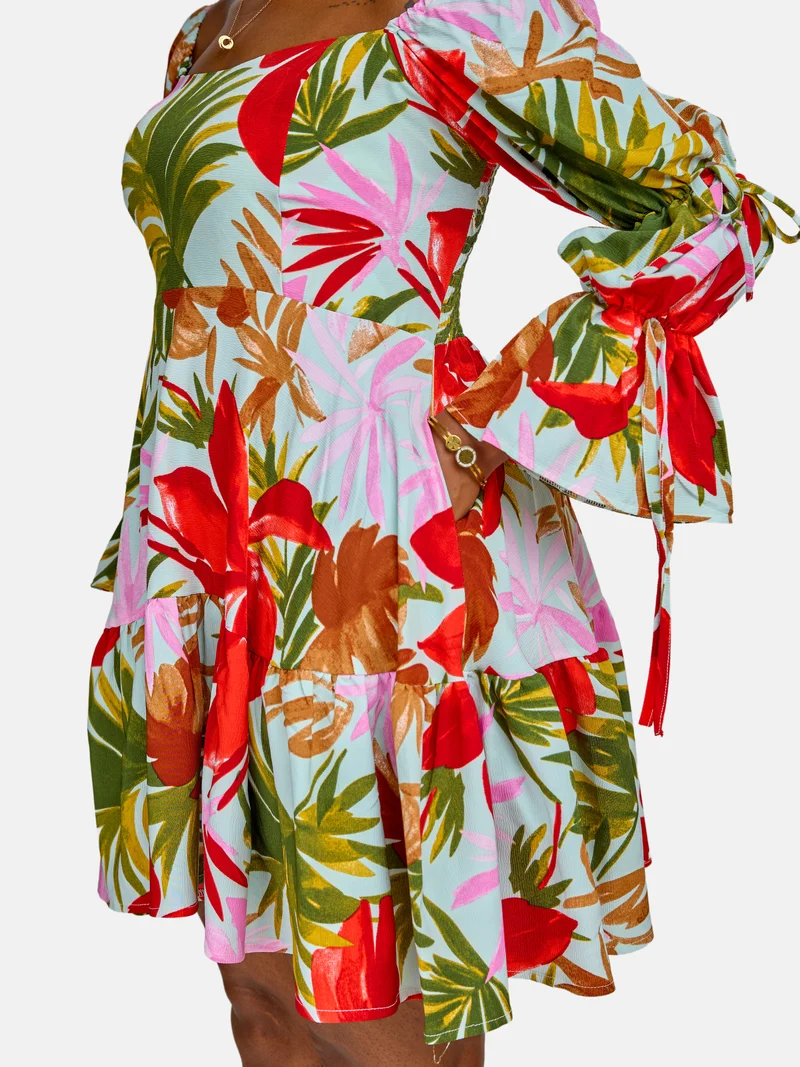 Linda Skater Dress - Green / Red