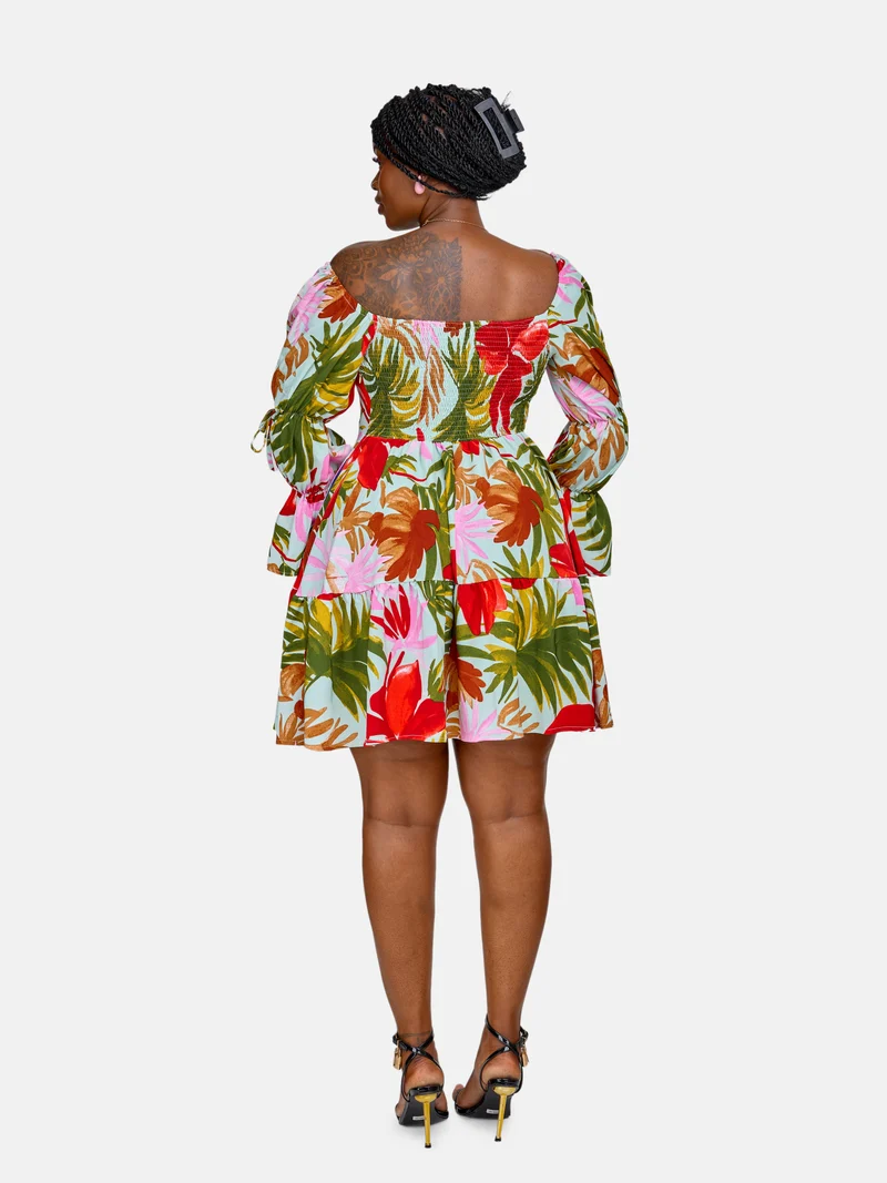 Linda Skater Dress - Green / Red