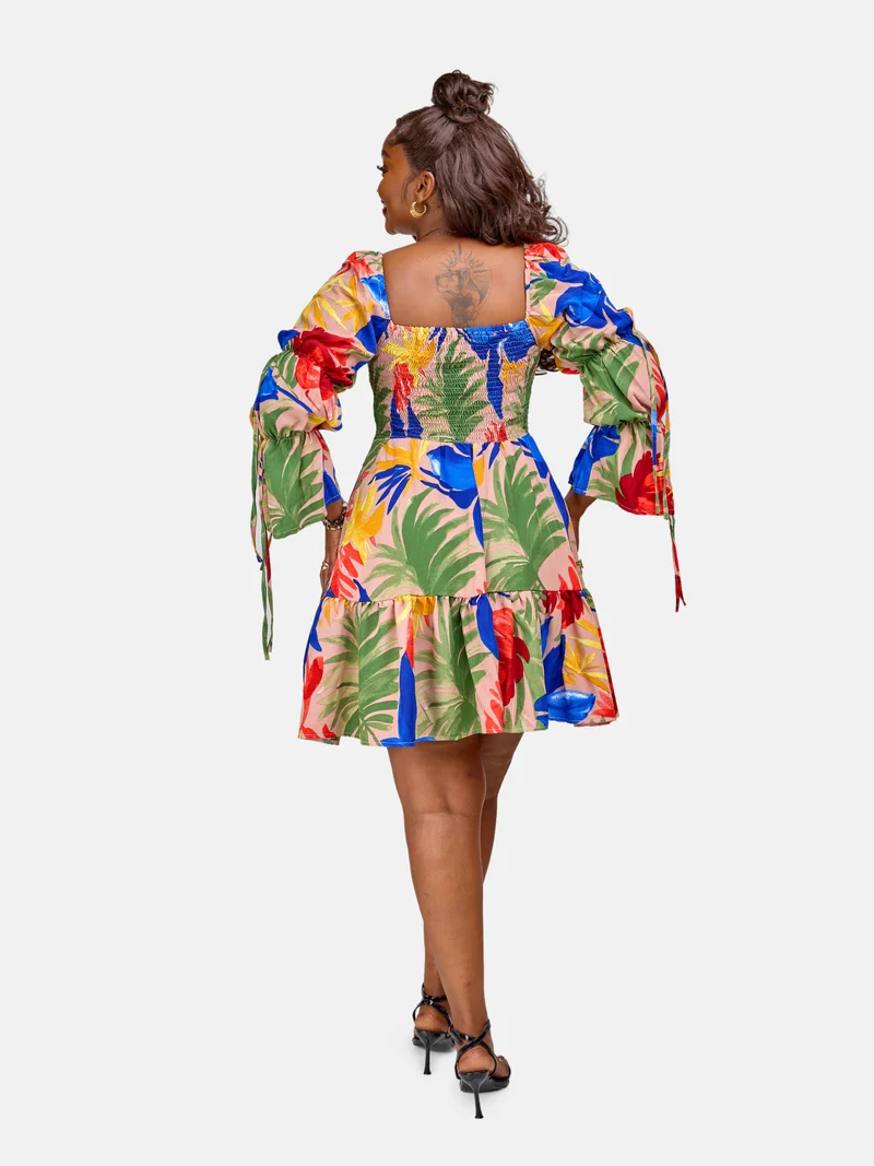 Linda Skater Dress - Blue / Red / Green Floral