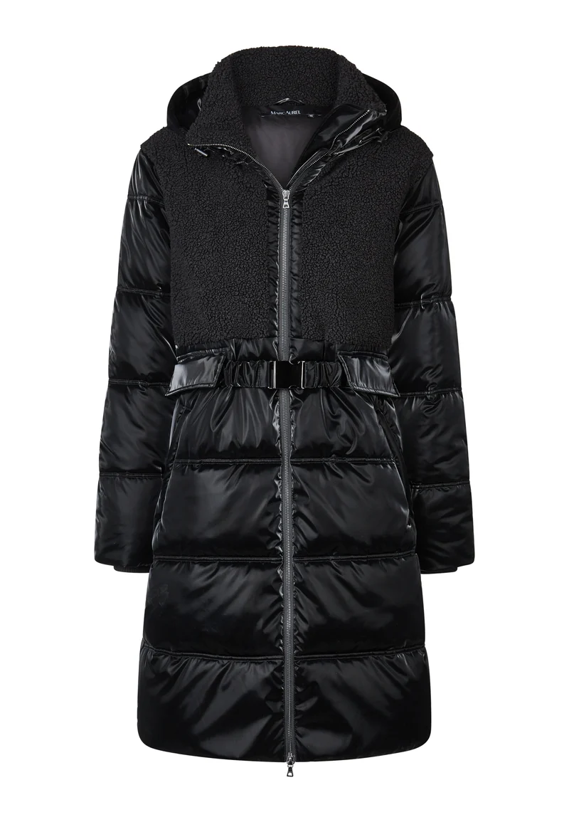 Manteau long matelassé à texture bouclée