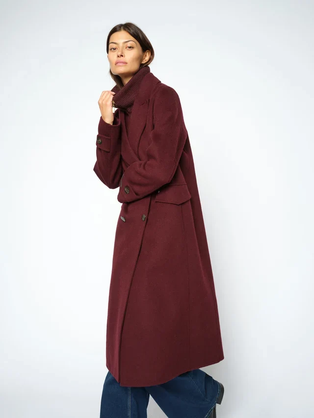 Manteau long croisé à col amovible Alva Loisa