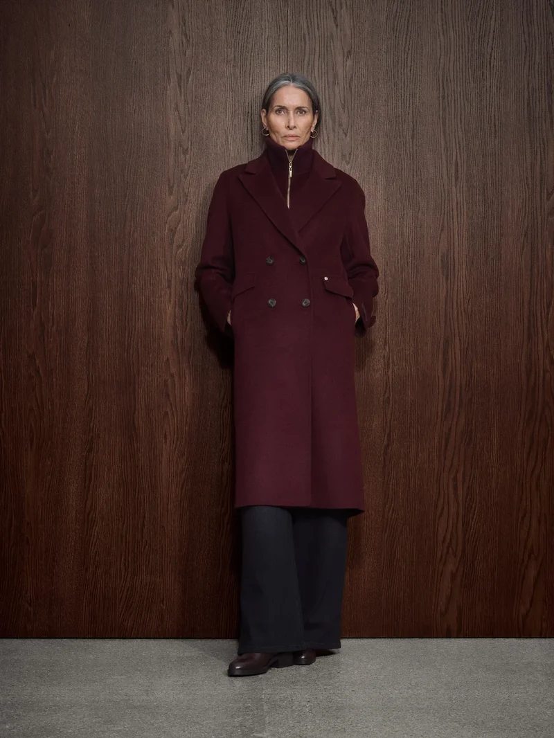 Manteau long croisé à col amovible Alva Loisa