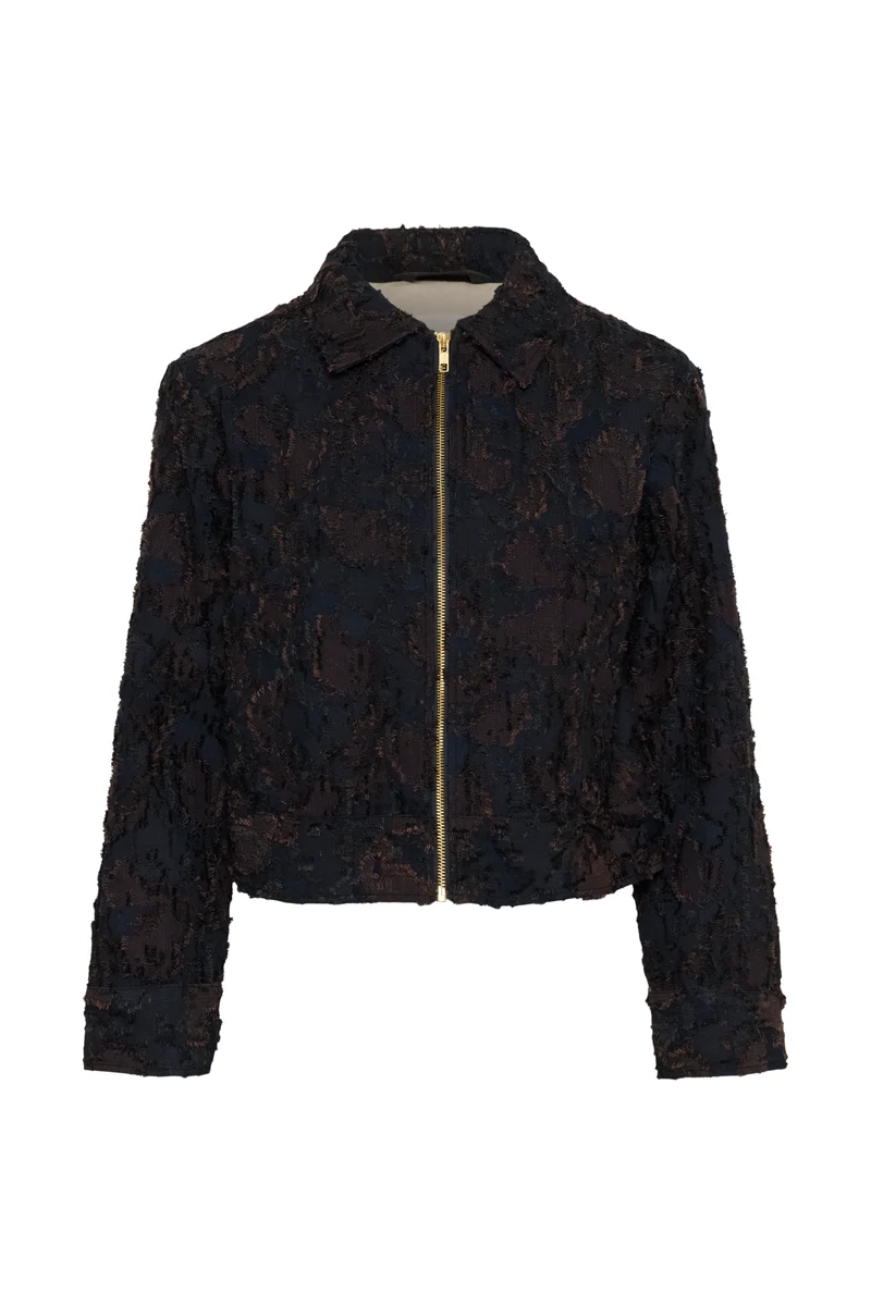 Veste courte texturée à fermeture éclair Cerin