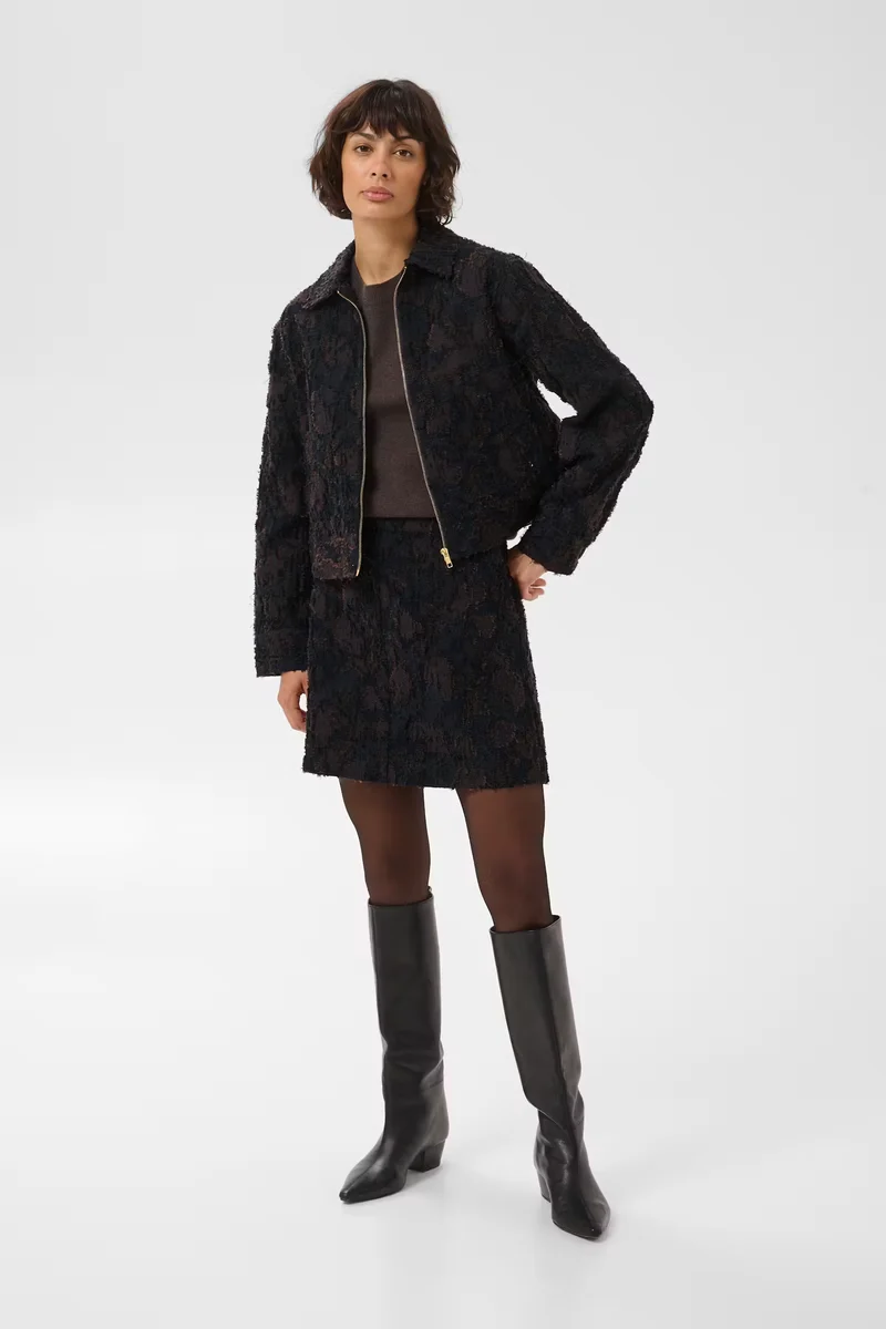 Veste courte texturée à fermeture éclair Cerin