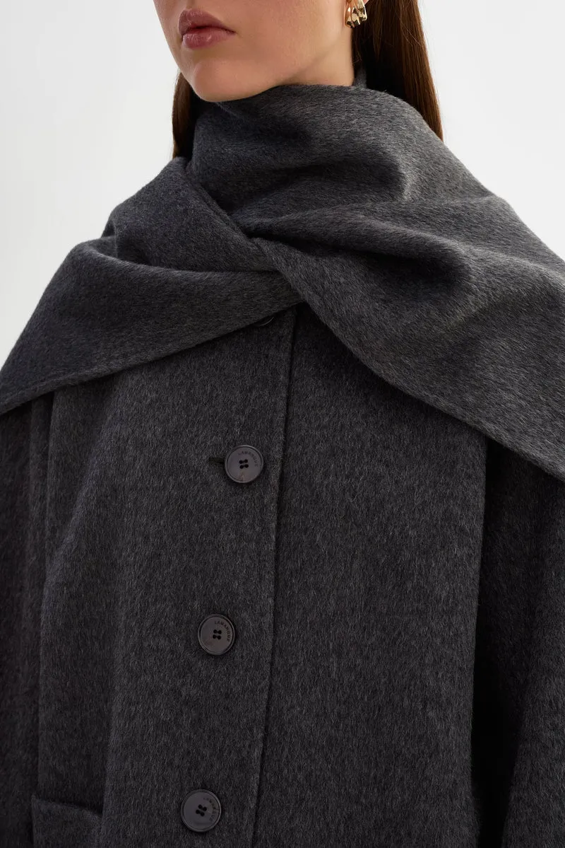 Manteau en laine avec col écharpe Anca