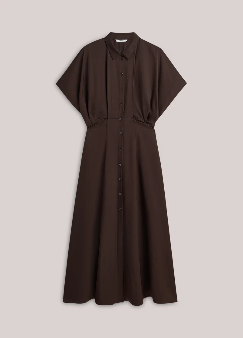 Robe-chemisier lustrée à taille cintrée
