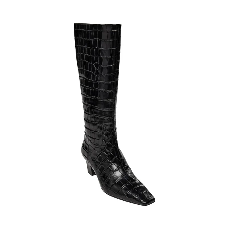 Bottes hautes à effet croco Hennie