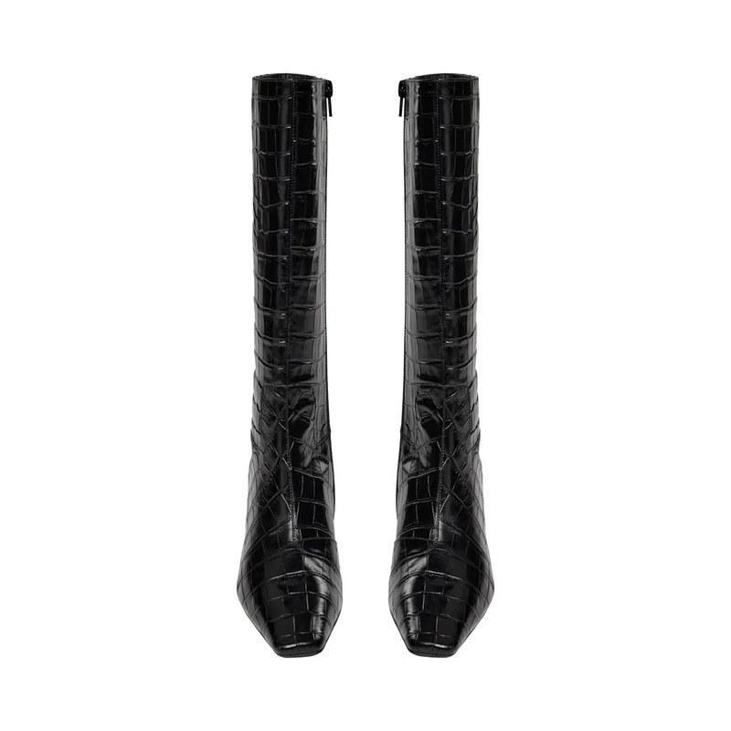 Bottes hautes à effet croco Hennie