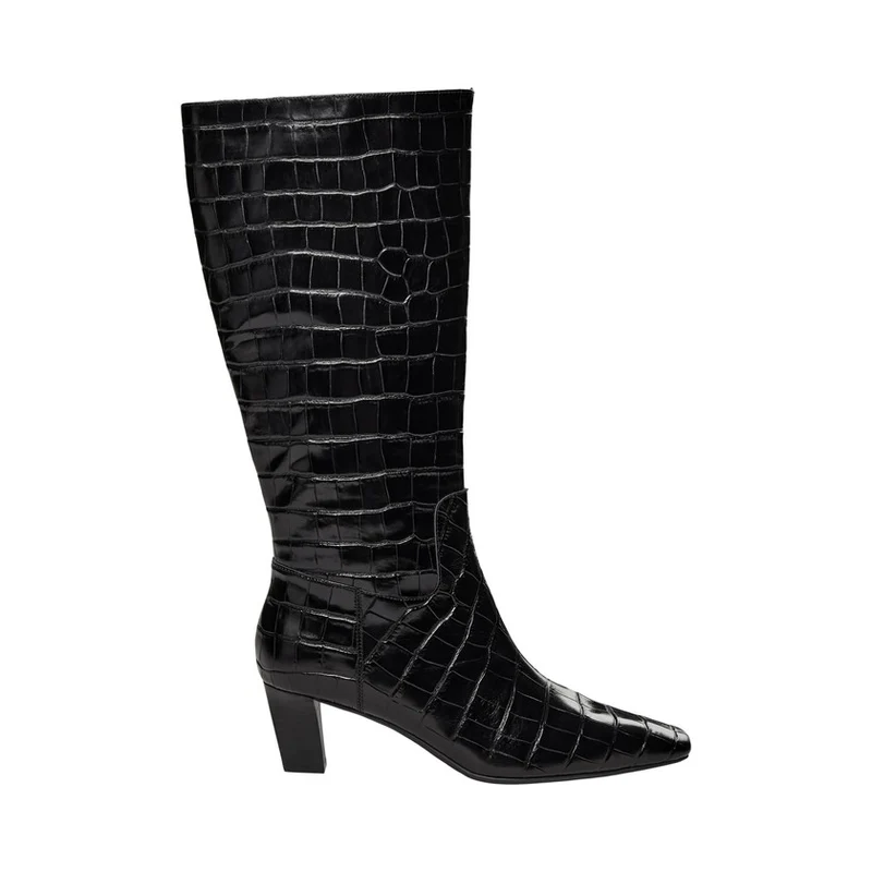 Bottes hautes à effet croco Hennie