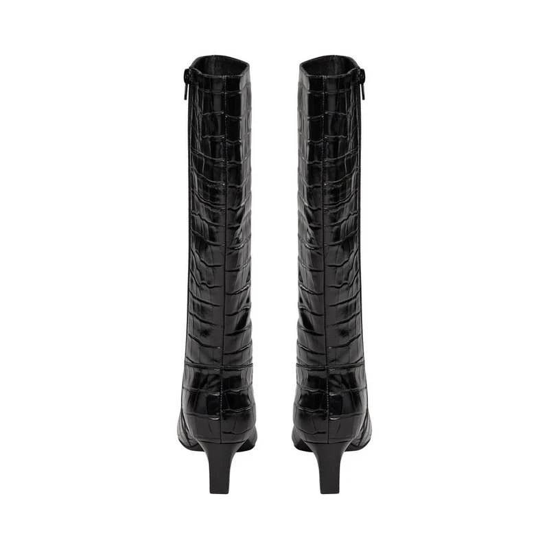Bottes hautes à effet croco Hennie