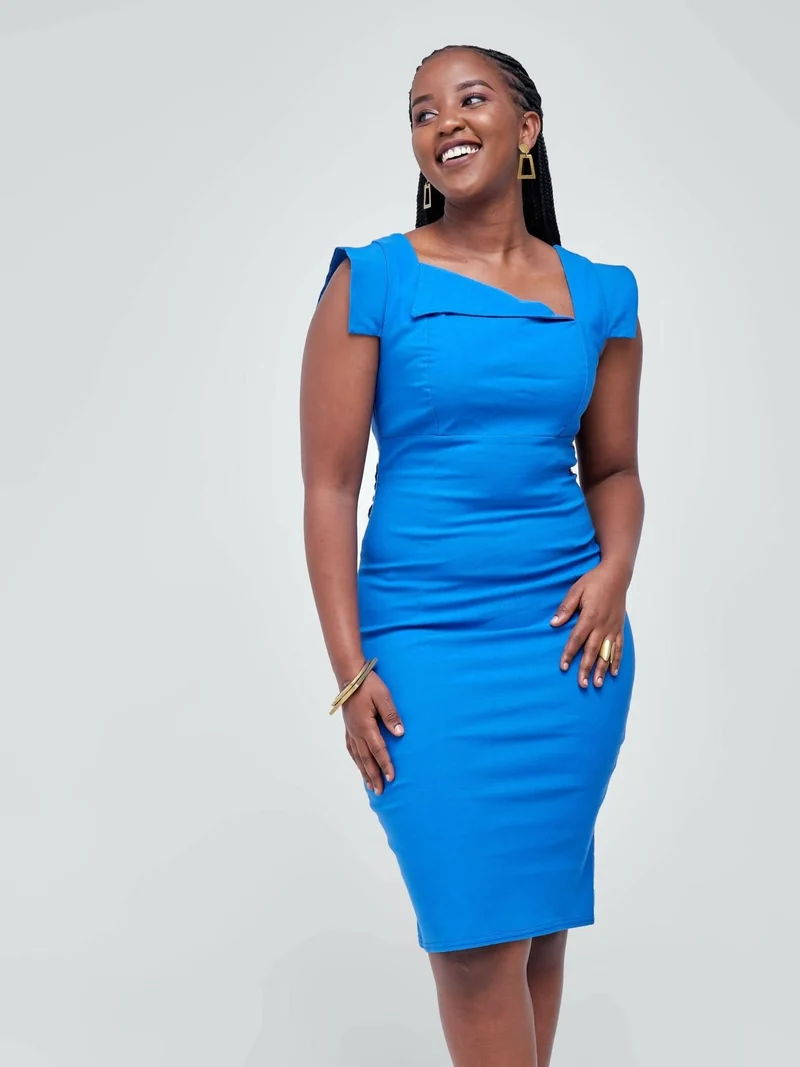 The Fashion Frenzy Asymmetrical Bodycon - Royal Blue
