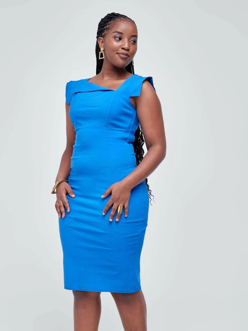 The Fashion Frenzy Asymmetrical Bodycon - Royal Blue