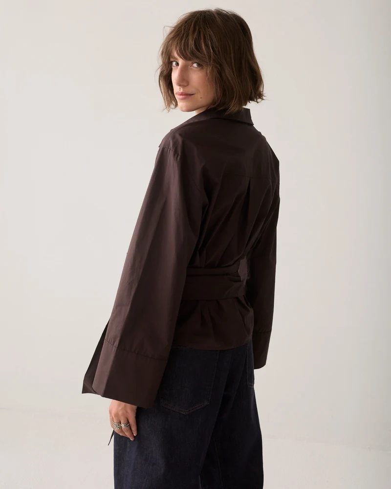 Blouse cache-cœur en popeline