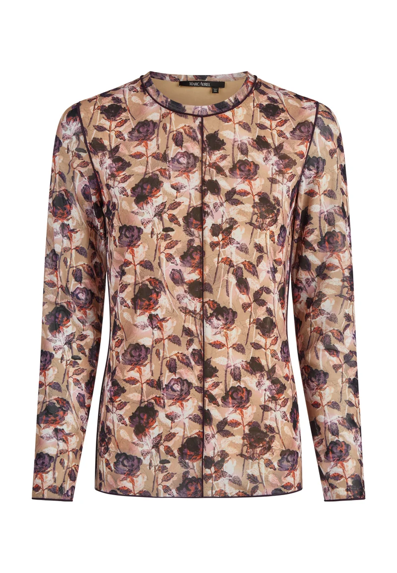 Haut ajusté à imprimé floral et passepoils