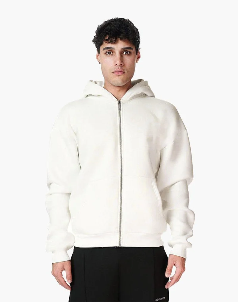 BASIC ZIP-HOODIE (CREAM WHITE)