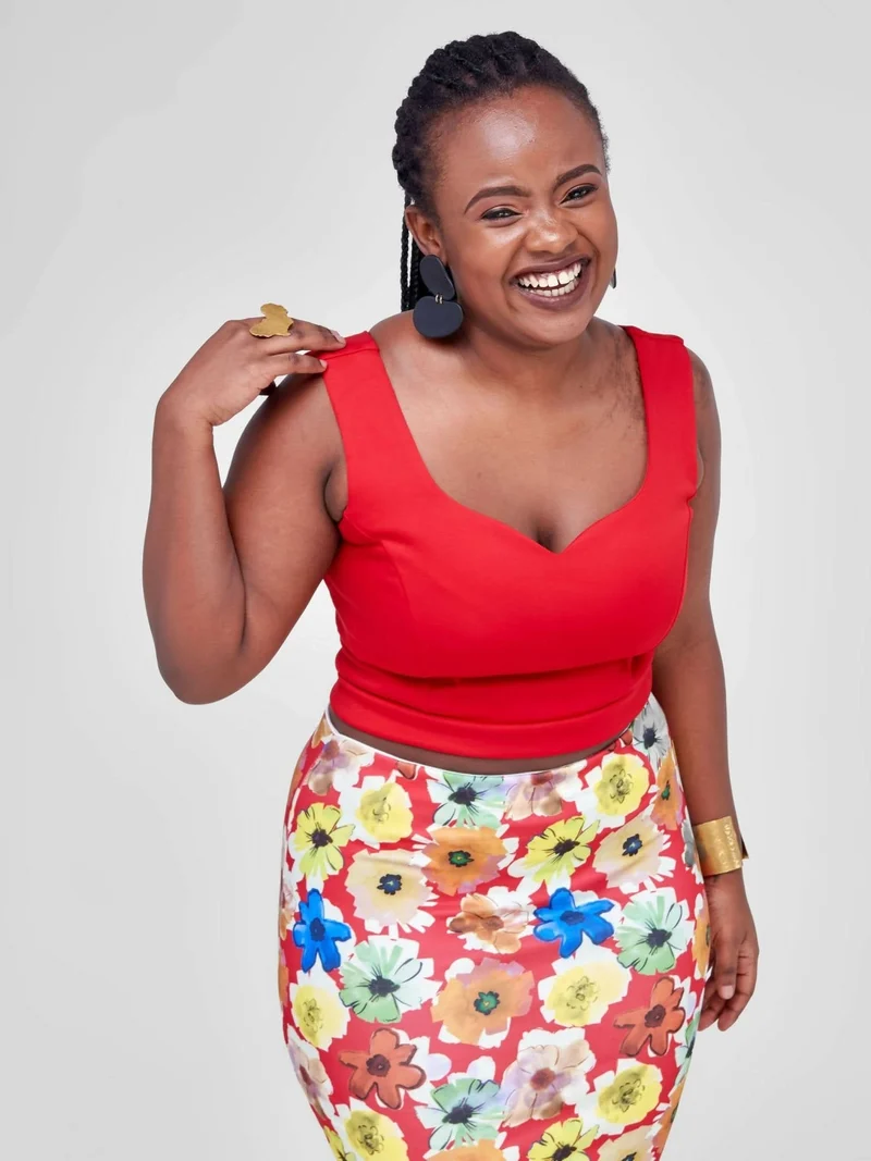 The Fashion Frenzy Floral Skirt Suit - Red