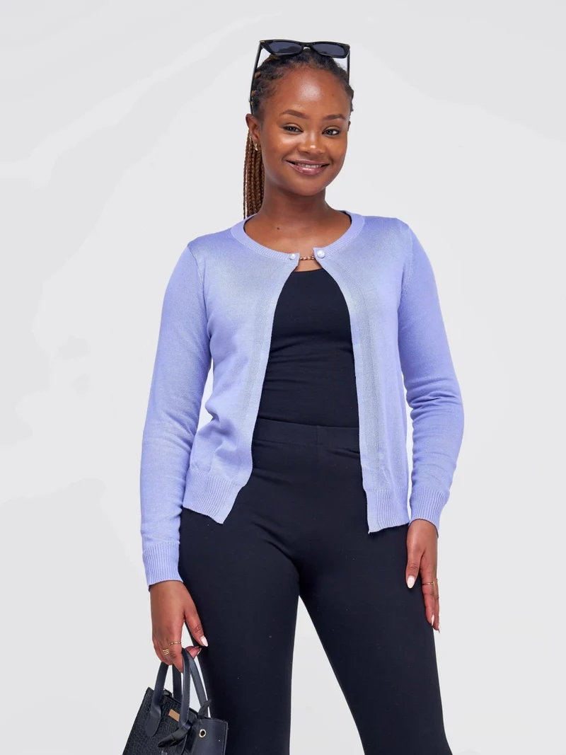 One Button Cardigan - Purple