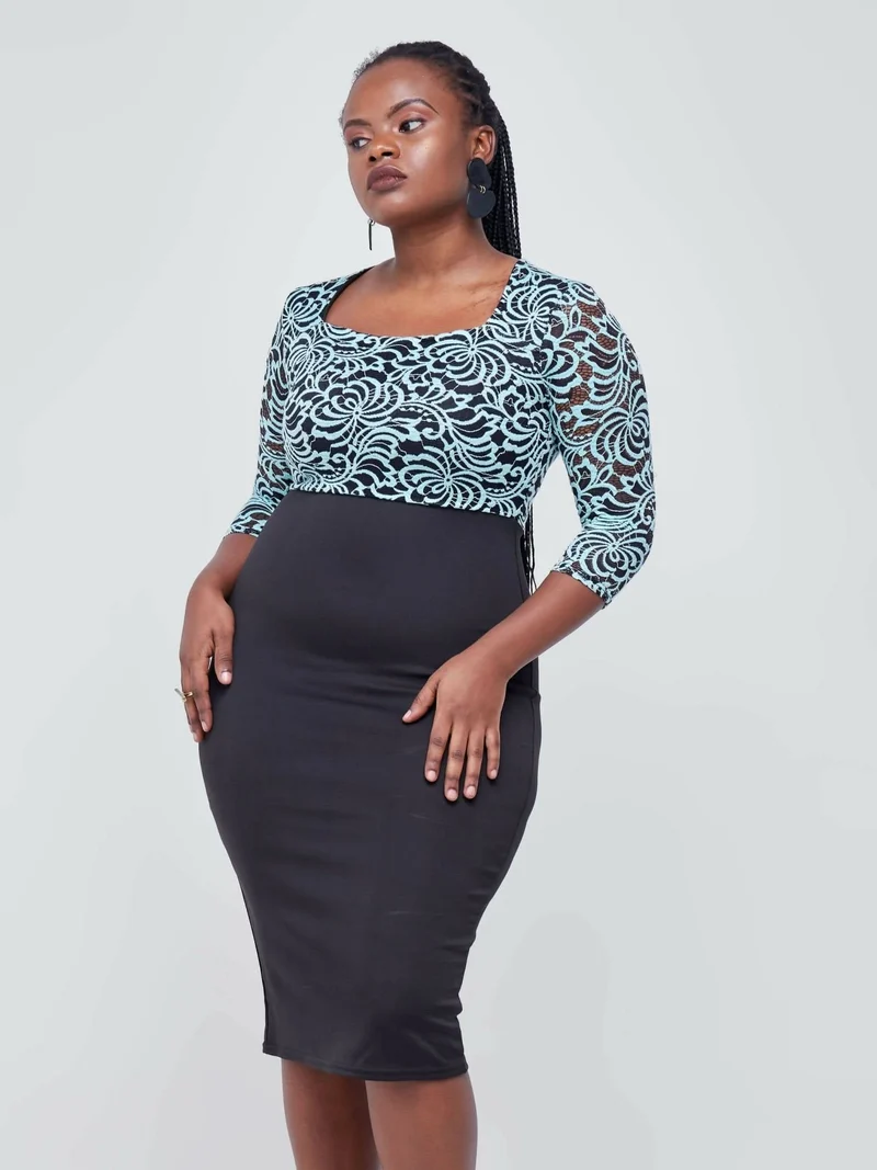 The Fashion Frenzy Color Block Bodycon - Black / Blue