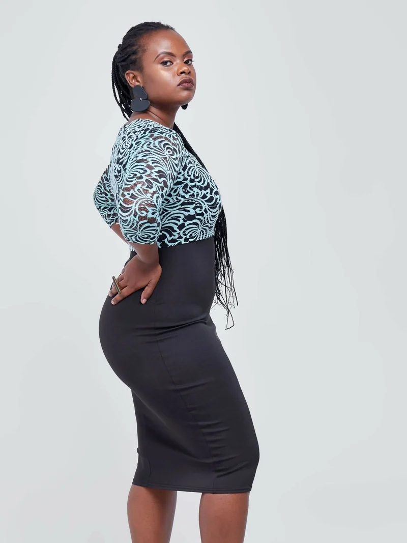 The Fashion Frenzy Color Block Bodycon - Black / Blue