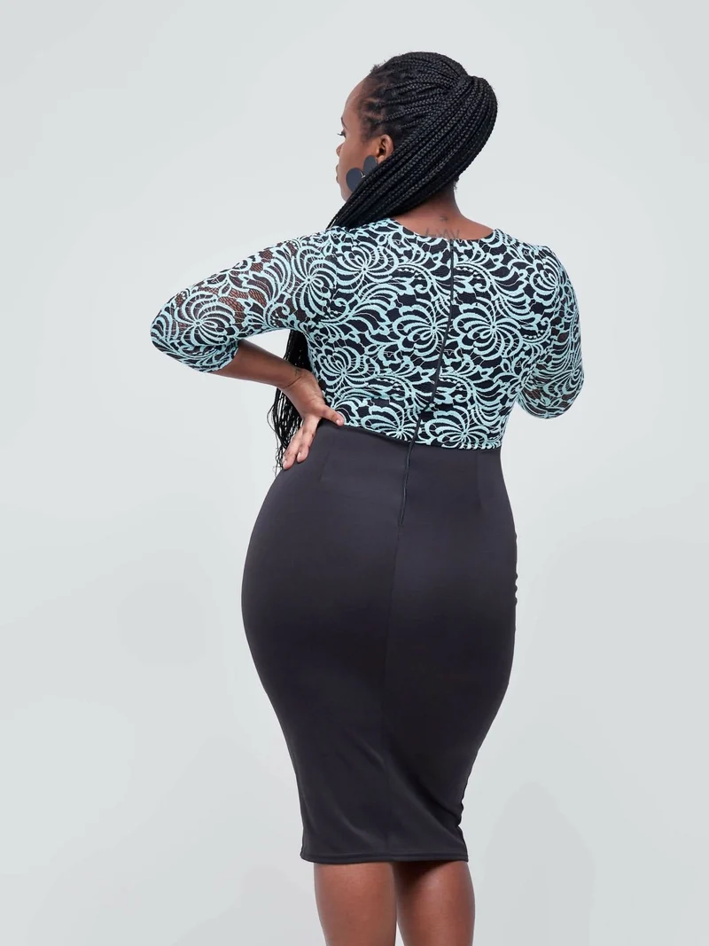 The Fashion Frenzy Color Block Bodycon - Black / Blue