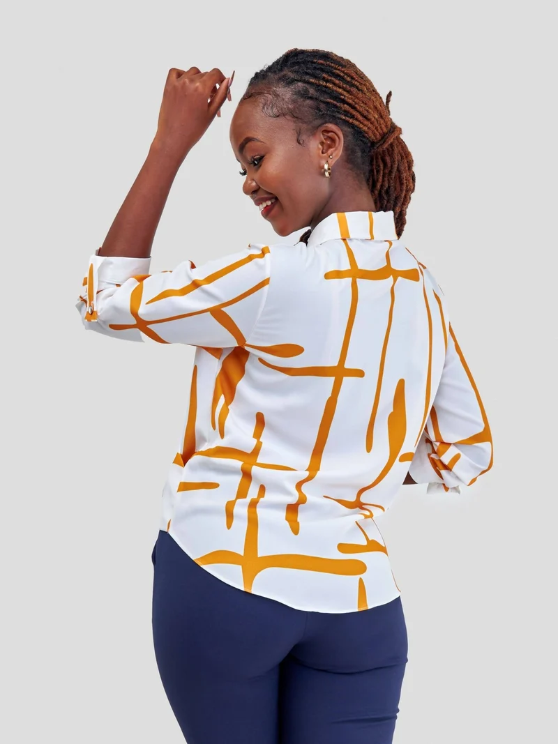 The Fashion Frenzy Blouse - White / Orange
