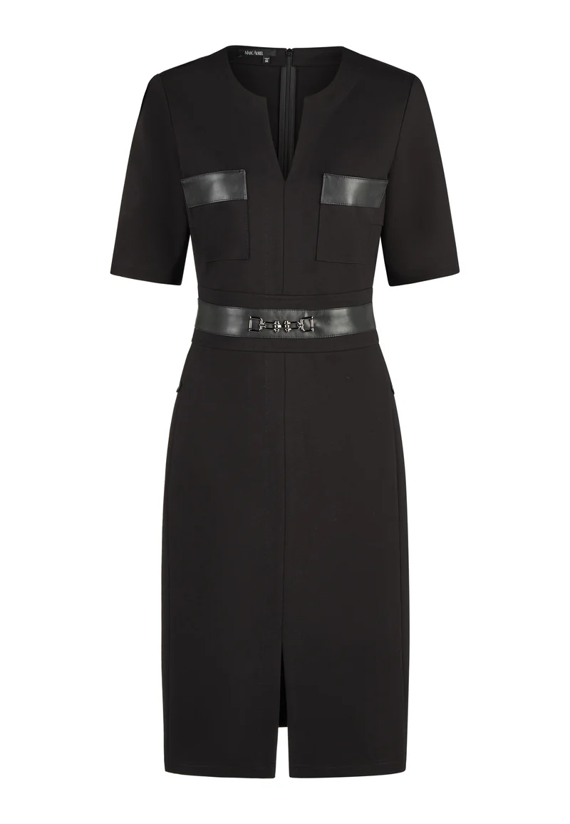 Robe midi ajustée à détails contrastants