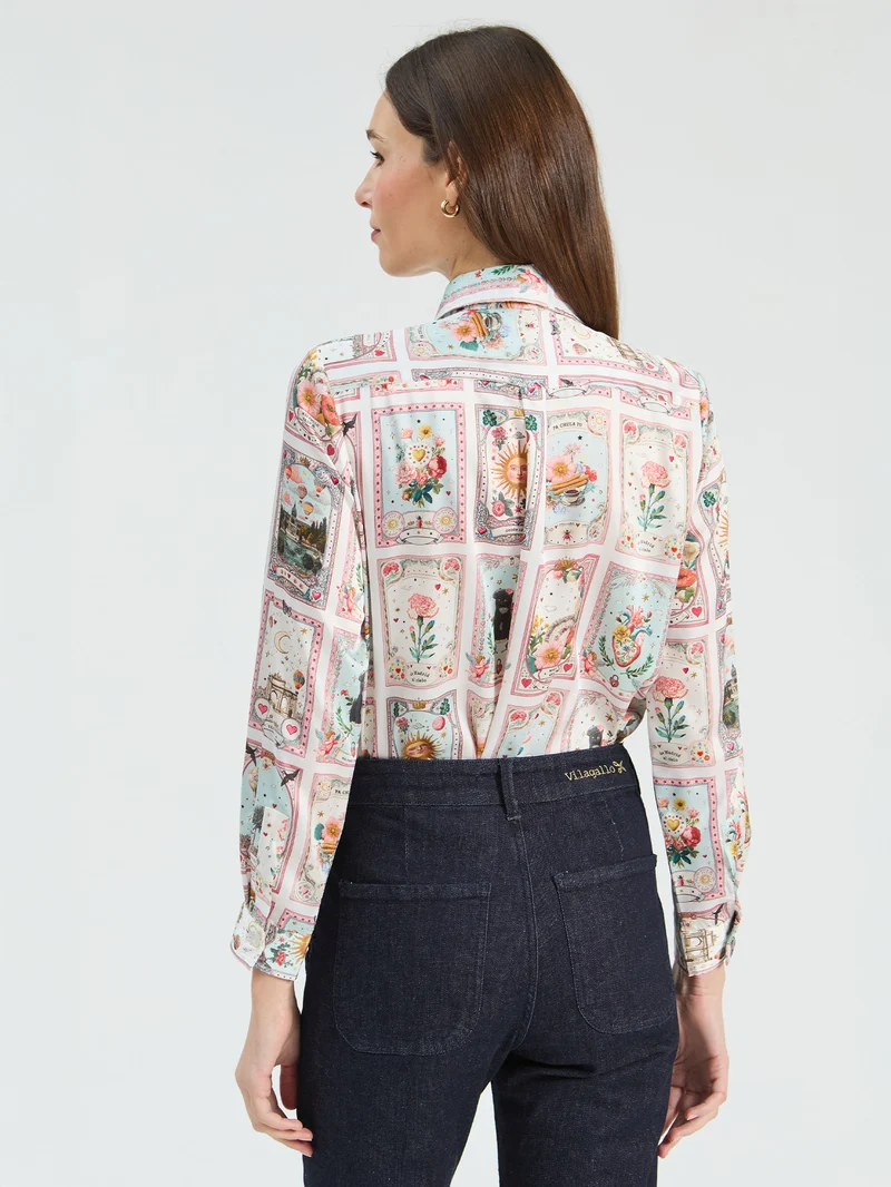 Chemise à imprimé de cartes illustrées