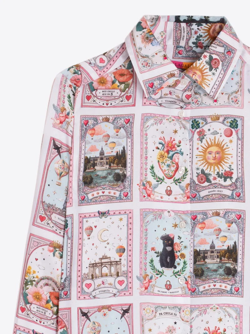 Chemise à imprimé de cartes illustrées