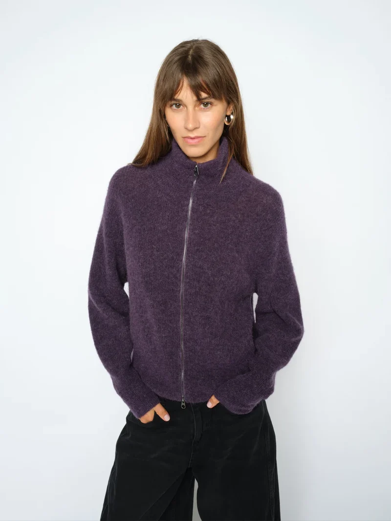 Cardigan texturé à col montant Thora