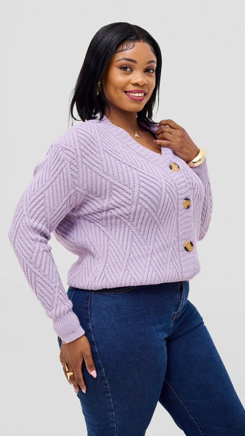 The Fashion Frenzy Button Cardigan Sweater - Lilac