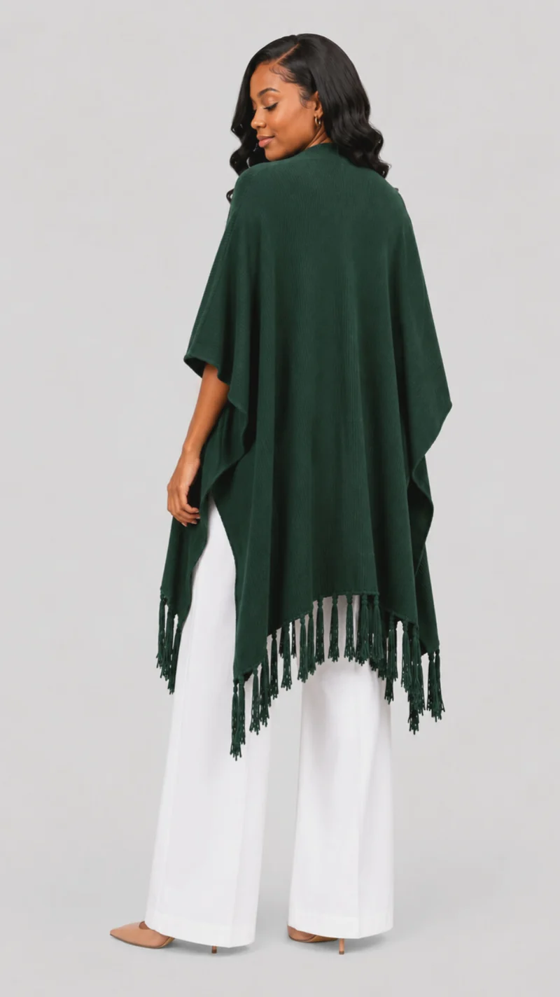 The Fashion Frenzy Fringed Acrylic Shawl – Green