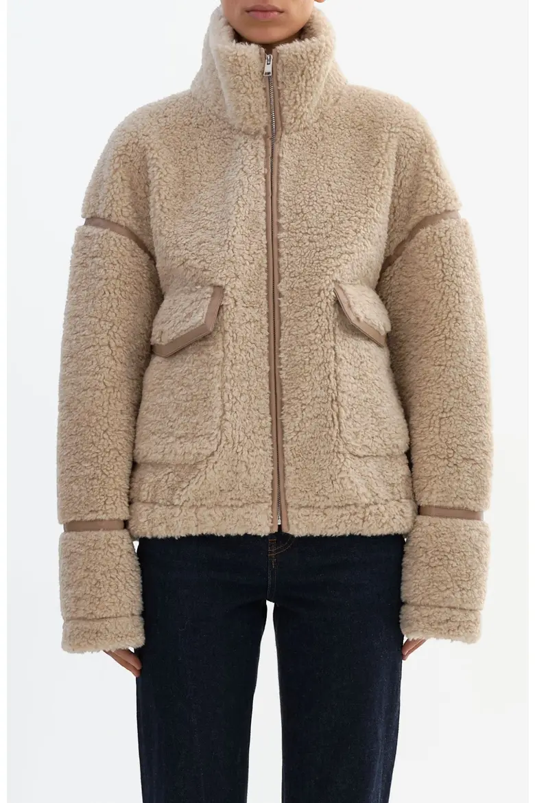 Manteau teddy à col montant Brenna
