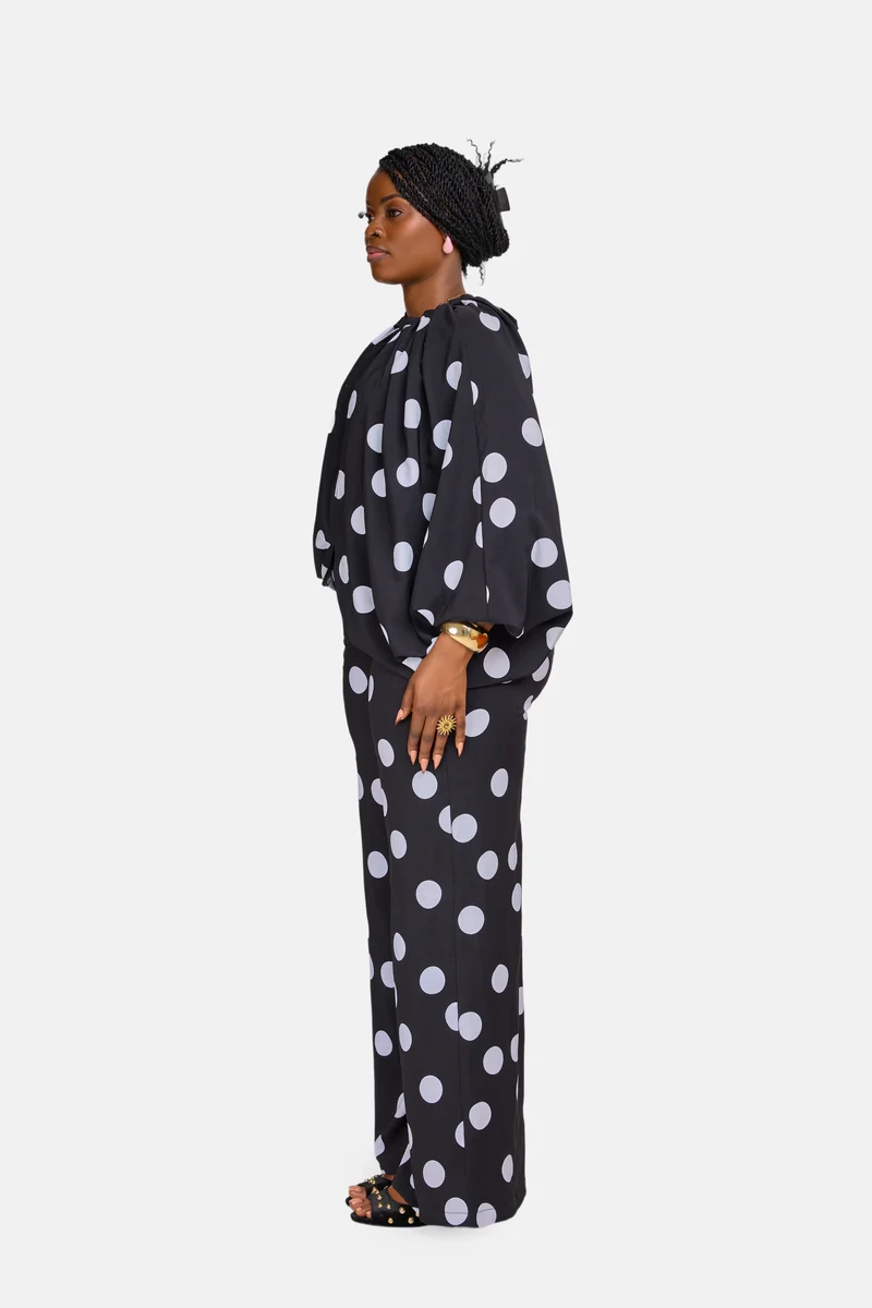 Polka Pants Set - Black / White