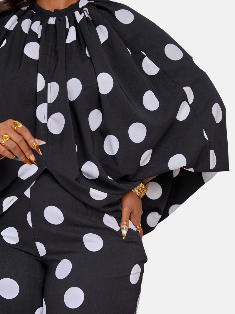 Polka Pants Set - Black / White