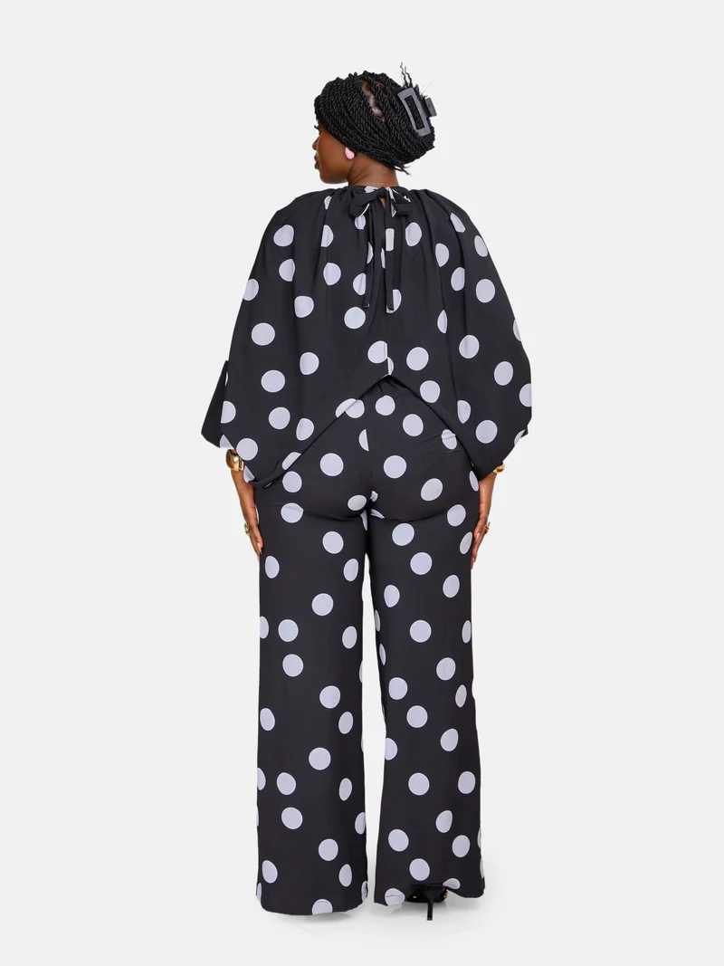Polka Pants Set - Black / White