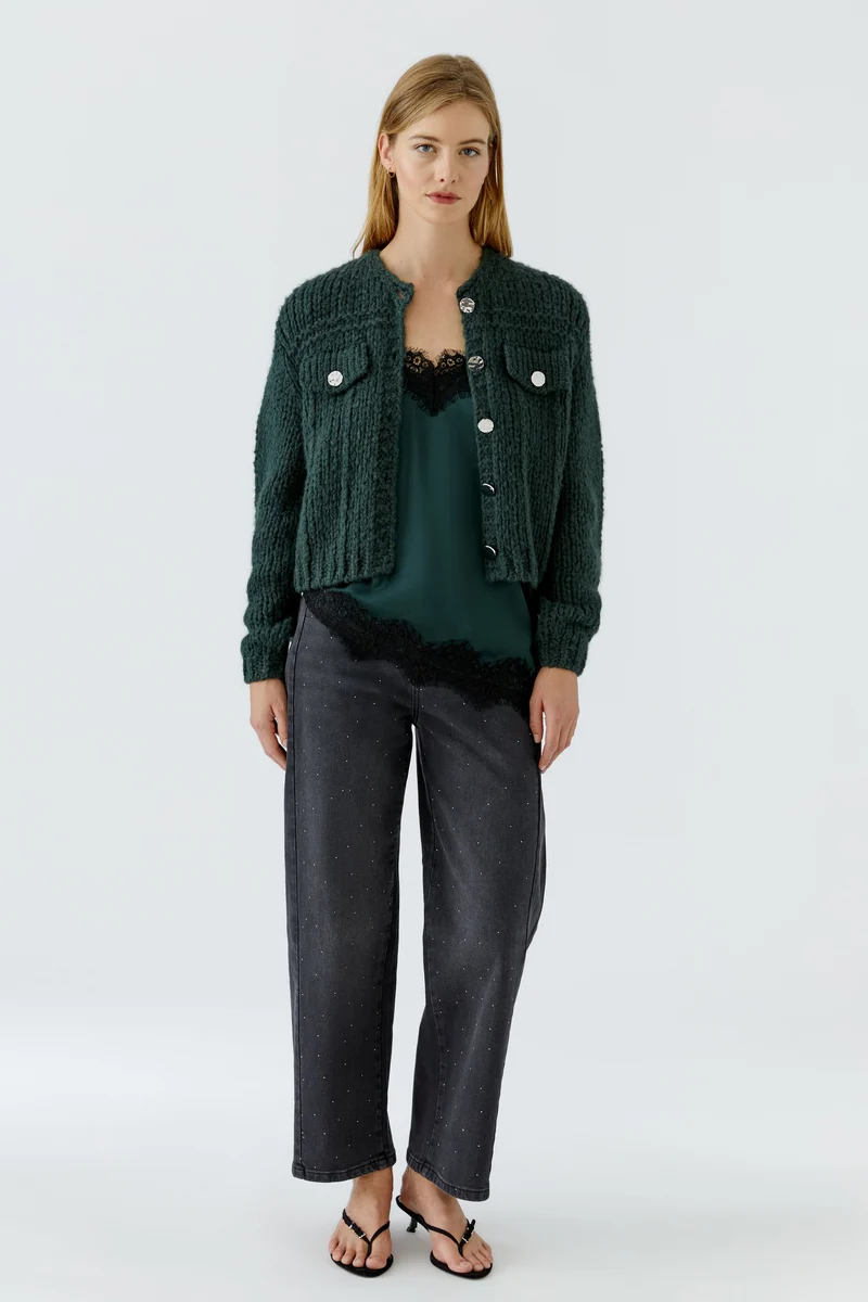Cardigan texturé à manches volumineuses
