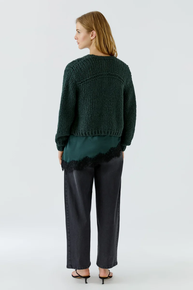 Cardigan texturé à manches volumineuses
