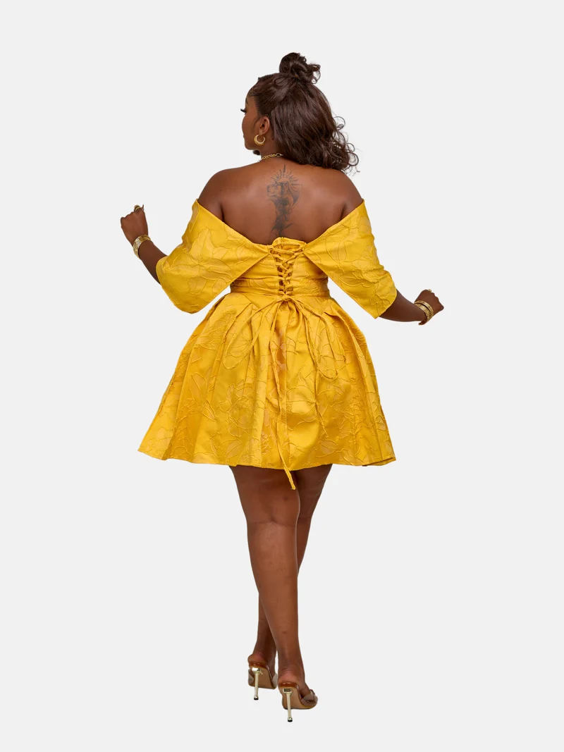 Poppy Mini Skater Dress - Yellow