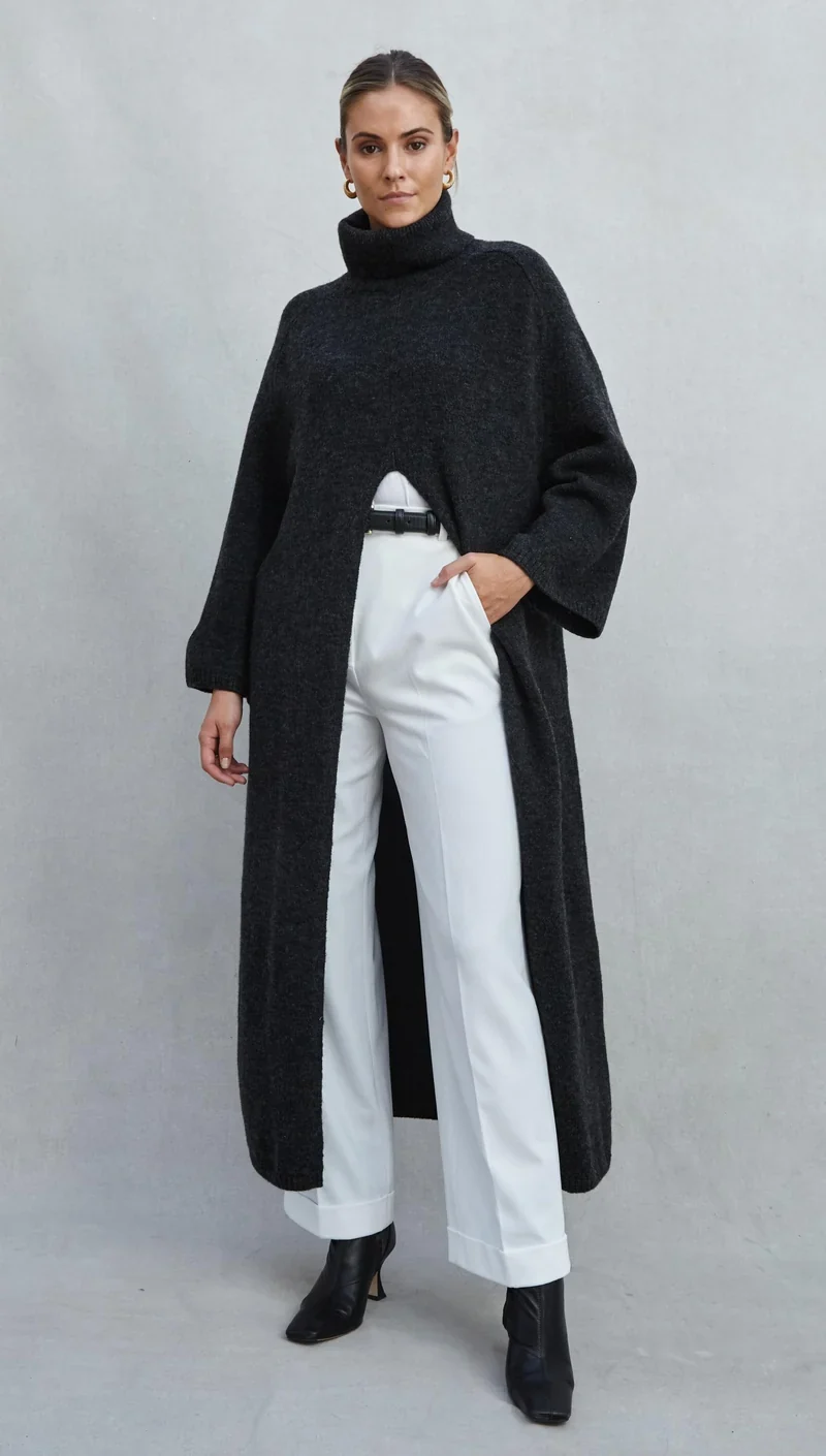 Robe-pull longue à fente centrale Vivienne