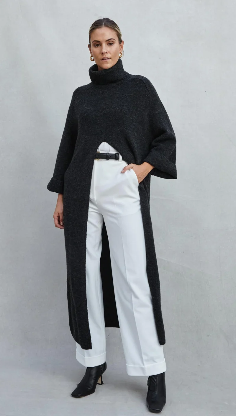 Robe-pull longue à fente centrale Vivienne